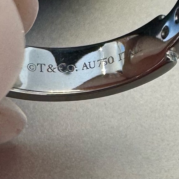 Tiffany & Co. Atlas Band Ring 18K White Gold with Blue Sapphires - - Picture 3 of 9